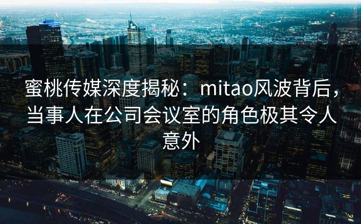 蜜桃传媒深度揭秘：mitao风波背后，当事人在公司会议室的角色极其令人意外