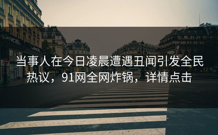 当事人在今日凌晨遭遇丑闻引发全民热议，91网全网炸锅，详情点击
